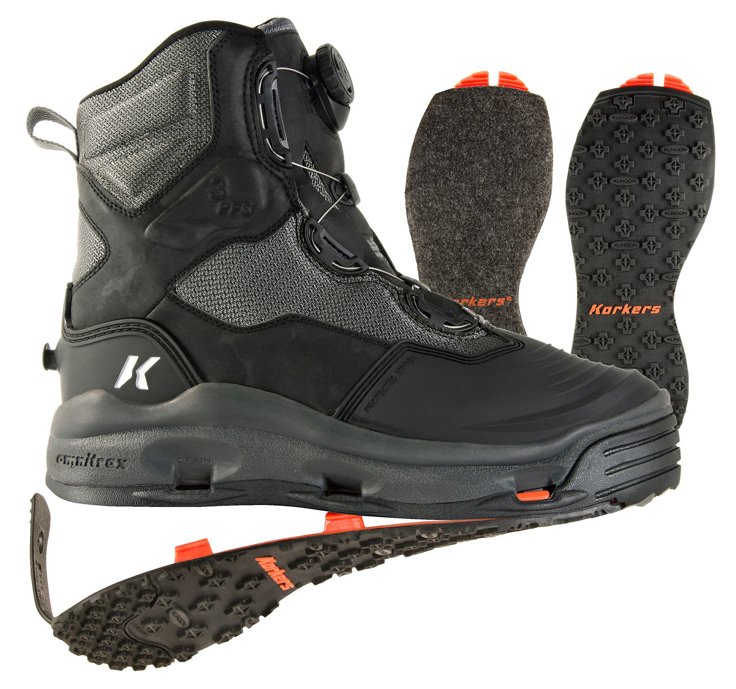 KORKERS DARKHORSE WADING BOOTS W/ FELT & KLING-ON SOLES