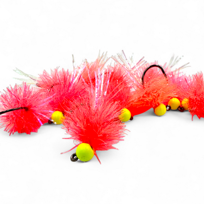 Coral with a chartreuse tungsten bead... one of our best-selling blobs!