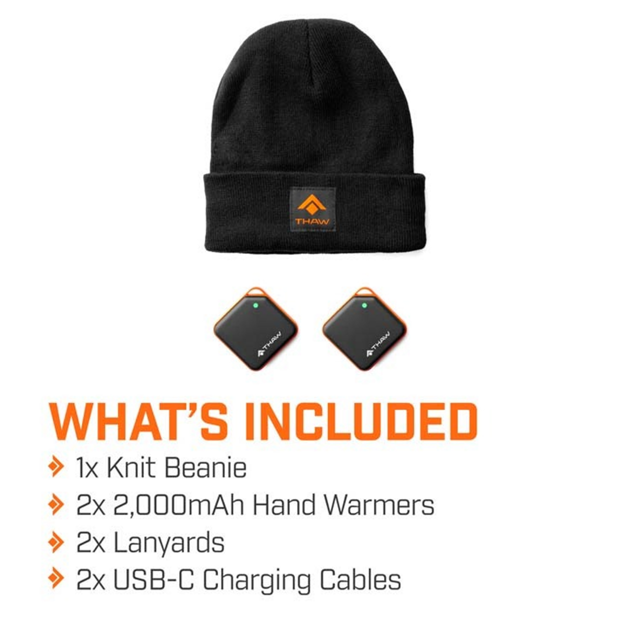THAW 2K RECHARGEABLE HAND WARMERS AND BEANIE SET