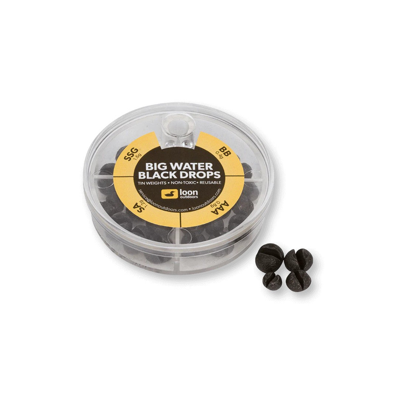 LOON BLACK TIN DROPS 4-DIVISION DISPENSER