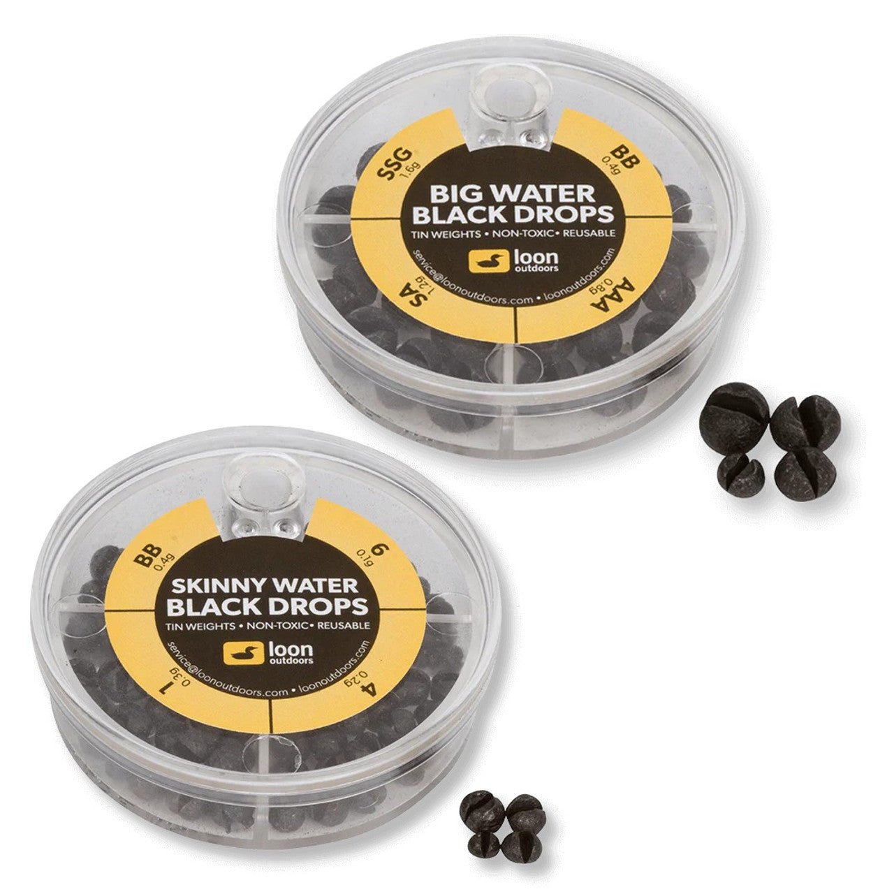 LOON BLACK TIN DROPS 4-DIVISION DISPENSER