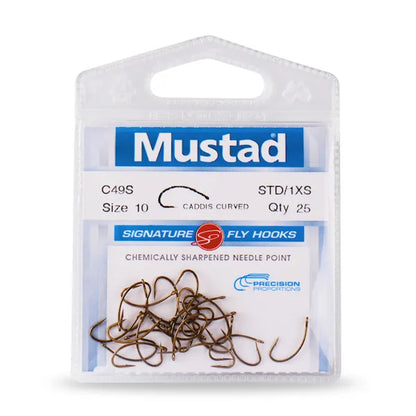 MUSTAD CADDIS CURVED 1X SHORT SIGNATURE C49S FLY HOOK